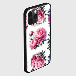 Чехол для iPhone 12 Pro Розовые цветы пиона, цвет: 3D-черный — фото 2