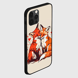 Чехол для iPhone 12 Pro Влюбленные лисички с сердечком, цвет: 3D-черный — фото 2