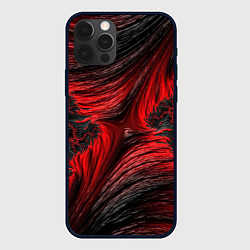 Чехол для iPhone 12 Pro Красно черный текстурный фон, цвет: 3D-черный