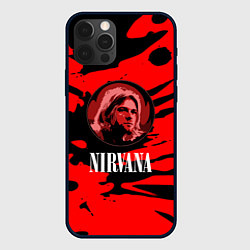 Чехол для iPhone 12 Pro Nirvana красные краски рок бенд, цвет: 3D-черный