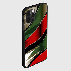 Чехол для iPhone 12 Pro Белые зеленые и красные полосы, цвет: 3D-черный — фото 2