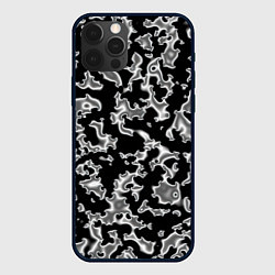 Чехол для iPhone 12 Pro Капли жидкого металла - камуфляж на чёрном, цвет: 3D-черный