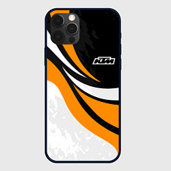 Чехол для iPhone 12 Pro КТМ - оранжевые вставки, цвет: 3D-черный