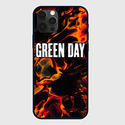 Чехол для iPhone 12 Pro Green Day red lava, цвет: 3D-черный