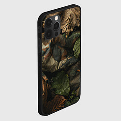 Чехол для iPhone 12 Pro Реалистичный охотничий камуфляж из ткани и листьев, цвет: 3D-черный — фото 2