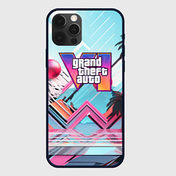 Чехол для iPhone 12 Pro Gta 6 логотип в стиле vice city, цвет: 3D-черный