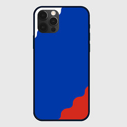 Чехол для iPhone 12 Pro Триколор диагональный волнистый, цвет: 3D-черный
