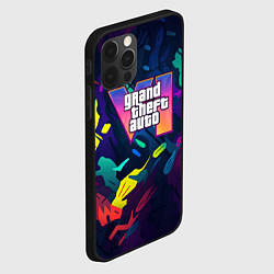 Чехол для iPhone 12 Pro GTA 6 logo яркий неоновый камуфляжный стиль, цвет: 3D-черный — фото 2