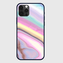 Чехол для iPhone 12 Pro Розово-голубой мрамор, цвет: 3D-черный