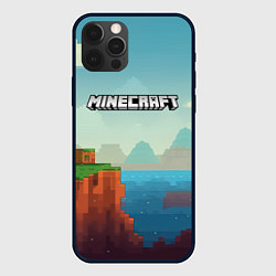 Чехол для iPhone 12 Pro Minecraft logo квадратный мир, цвет: 3D-черный