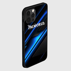 Чехол для iPhone 12 Pro Palworld logo blue neon abstract, цвет: 3D-черный — фото 2