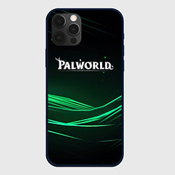 Чехол для iPhone 12 Pro Palworld логотип черный зеленый фон, цвет: 3D-черный