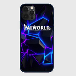 Чехол для iPhone 12 Pro Palworld логотип на ярких неоновых плитах, цвет: 3D-черный