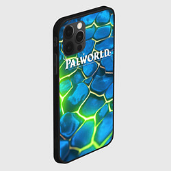 Чехол для iPhone 12 Pro Palworld логотип на ярких зеленых неоновых плитах, цвет: 3D-черный — фото 2
