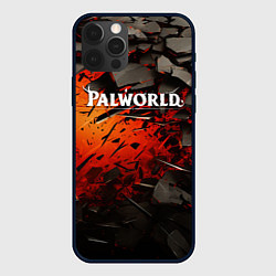 Чехол для iPhone 12 Pro Palworld логотип черные плиты в разломе, цвет: 3D-черный