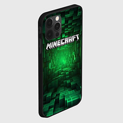 Чехол для iPhone 12 Pro Minecraft logo зеленые плитки, цвет: 3D-черный — фото 2