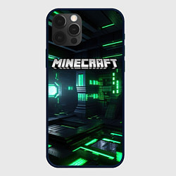 Чехол для iPhone 12 Pro Minecraft logo зеленый мир, цвет: 3D-черный