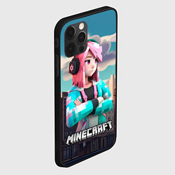 Чехол для iPhone 12 Pro Minecraft девушка на фоне города, цвет: 3D-черный — фото 2