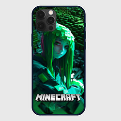 Чехол для iPhone 12 Pro Minecraft девушка зеленый мир, цвет: 3D-черный