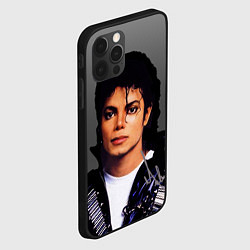 Чехол для iPhone 12 Pro Майкл Джексон с автографом на сером фоне, цвет: 3D-черный — фото 2