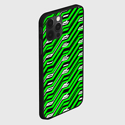 Чехол для iPhone 12 Pro Чёрно-зелёный линейный узор киберпанк, цвет: 3D-черный — фото 2