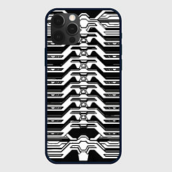 Чехол для iPhone 12 Pro Чёрно-белая киберпанк броня, цвет: 3D-черный