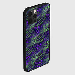 Чехол для iPhone 12 Pro Фиолетово-зеленые ромбики, цвет: 3D-черный — фото 2