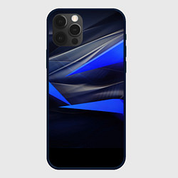 Чехол для iPhone 12 Pro Black and blue abstract background sport style, цвет: 3D-черный