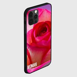 Чехол для iPhone 12 Pro Розовая роза - woman, цвет: 3D-черный — фото 2