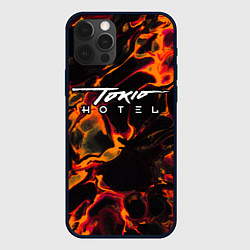 Чехол для iPhone 12 Pro Tokio Hotel red lava, цвет: 3D-черный