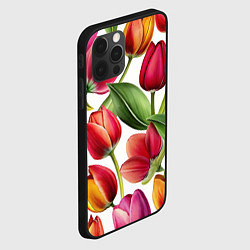 Чехол для iPhone 12 Pro Паттерн с тюльпанами, цвет: 3D-черный — фото 2