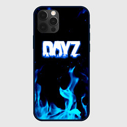 Чехол для iPhone 12 Pro Dayz синий огонь лого, цвет: 3D-черный
