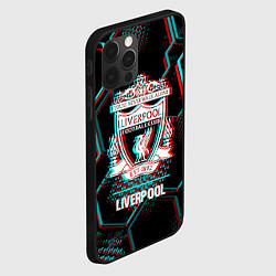 Чехол для iPhone 12 Pro Liverpool FC в стиле glitch на темном фоне, цвет: 3D-черный — фото 2