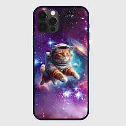 Чехол iPhone 12 Pro Котик смелый космонавт - нейросеть