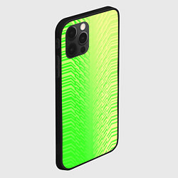 Чехол для iPhone 12 Pro Зелёные градиентные линии, цвет: 3D-черный — фото 2
