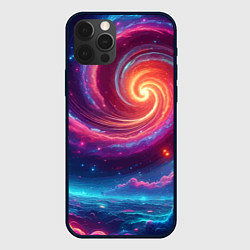 Чехол для iPhone 12 Pro Яркая неоновая галактика - нейросеть, цвет: 3D-черный