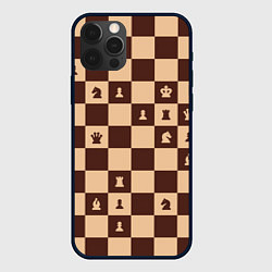 Чехол для iPhone 12 Pro Коричневая шахматная доска, цвет: 3D-черный