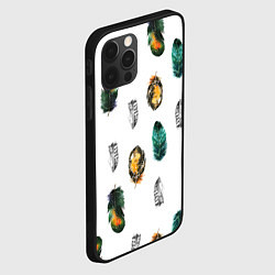 Чехол для iPhone 12 Pro Перья на белом фоне, цвет: 3D-черный — фото 2
