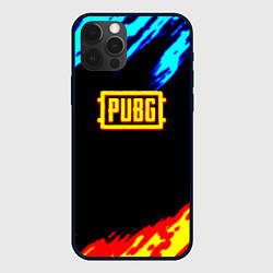 Чехол для iPhone 12 Pro PUBG краски огонь и лёд, цвет: 3D-черный