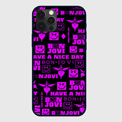 Чехол для iPhone 12 Pro Bon Jovi neon pink rock, цвет: 3D-черный
