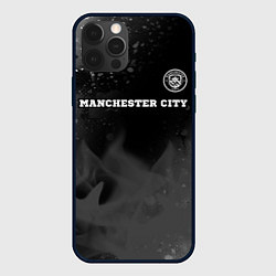 Чехол для iPhone 12 Pro Manchester City sport на темном фоне посередине, цвет: 3D-черный