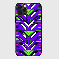 Чехол для iPhone 12 Pro Техно броня фиолетово-зелёная, цвет: 3D-черный