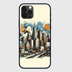 Чехол для iPhone 12 Pro Рисунок города с небоскребами, цвет: 3D-черный