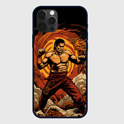 Чехол для iPhone 12 Pro Муай тай боец в стойке, цвет: 3D-черный