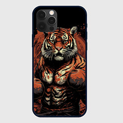 Чехол для iPhone 12 Pro Муай-Тай боевой тигр в перчатках, цвет: 3D-черный