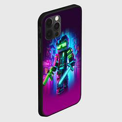 Чехол для iPhone 12 Pro Cyberpunk and Minecraft - collaboration ai art, цвет: 3D-черный — фото 2