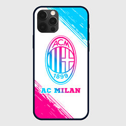 Чехол для iPhone 12 Pro AC Milan neon gradient style, цвет: 3D-черный