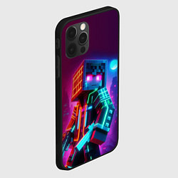 Чехол для iPhone 12 Pro Cyberpunk and Minecraft - collaboration ai art, цвет: 3D-черный — фото 2