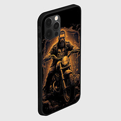 Чехол для iPhone 12 Pro Брутальный мотоциклист, цвет: 3D-черный — фото 2