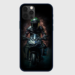 Чехол для iPhone 12 Pro Мотоциклист на мото, цвет: 3D-черный